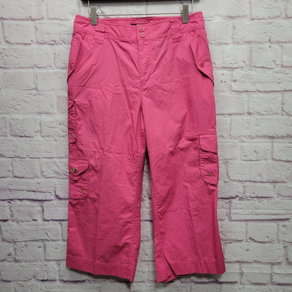 Lauren Ralph‎ Lauren Pink Cargo Capri Pants Womens 12 Preppy Outdoor Gorpcore
